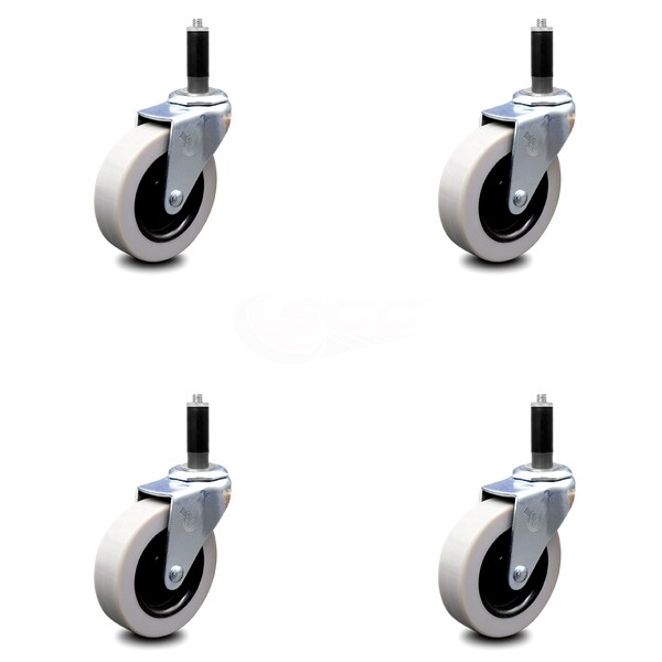 3 Inch Thermoplastic Rubber Wheel 1 Inch Expanding Stem Caster SCC, 4PK